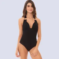 CHAMELA - TRAJE DE BAÑO NEGRO HALTER CONTROL DE ABDOMEN 29675