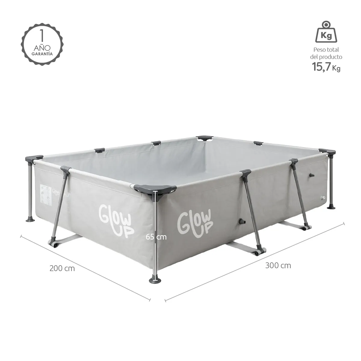 GLOWUP - Piscina Estructural 3700 Litros Rectangular 2x3mts GlowUp