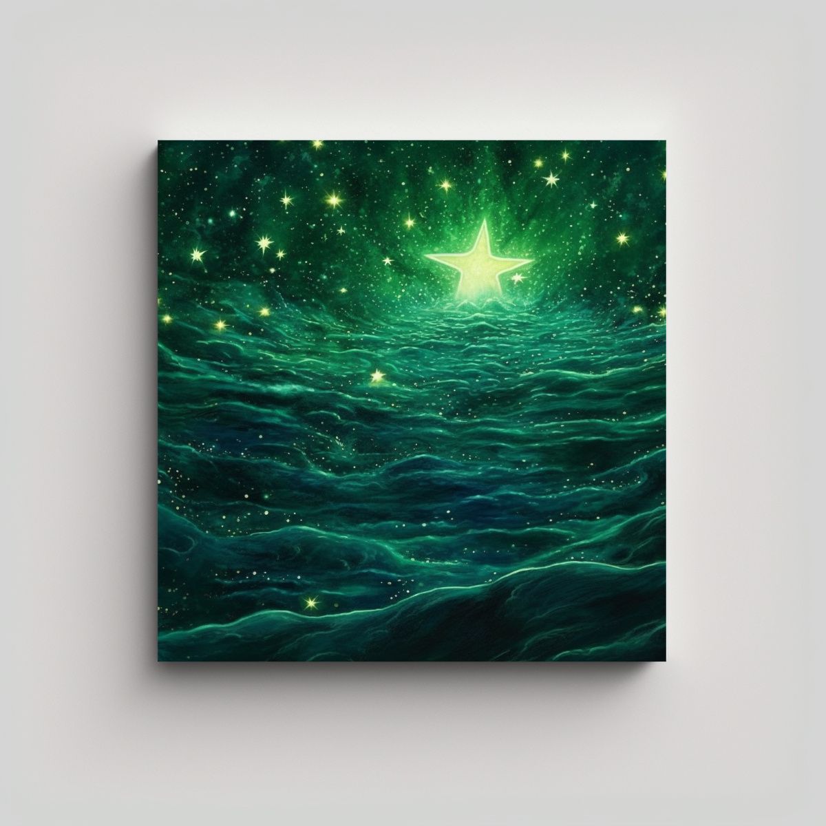 GENERICO - Pintura Lienzo Estrella Intensidad Esmeralda 90x90 Cm