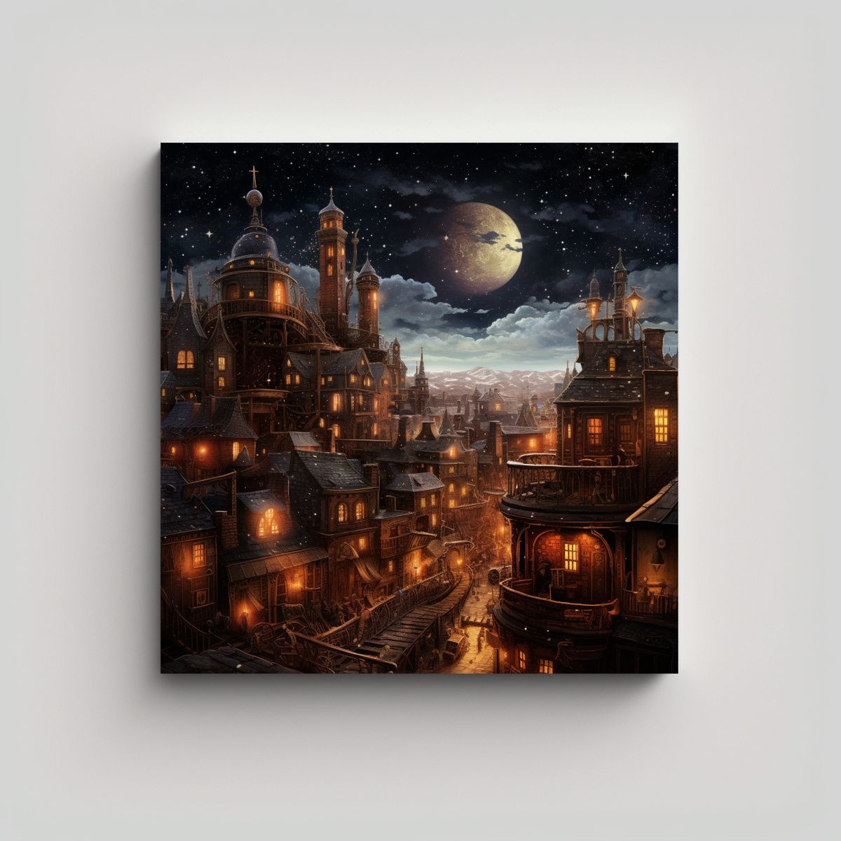 GENERICO - Cuadro Decorativo Steampunk Ciudad Bajo Un Cielo 70x70 Cm