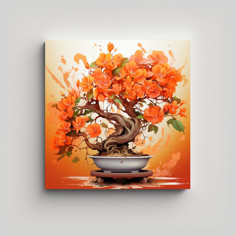 GENERICO - Pintura Decorativa Moderna Bougainvillea Bonsái 70x70 Cm