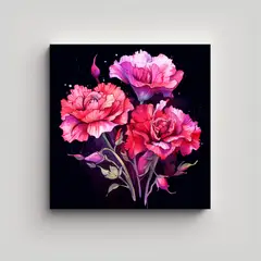 GENERICO - Lienzo Tela Sublimada Living A Flores De Claveles 80x80 Cm