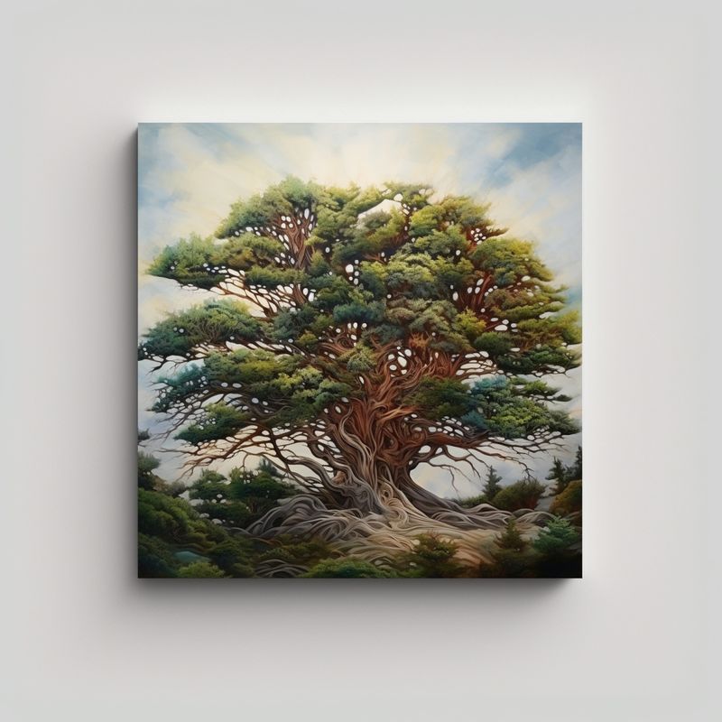 GENERICO - Cuadro Abstracto De Un árbol De Cedro Con 80x80 Cm