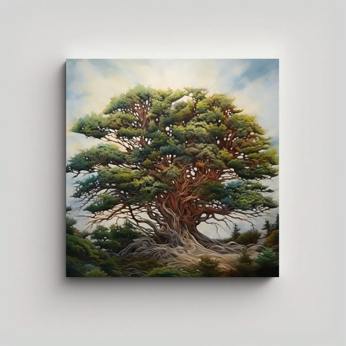 GENERICO - Cuadro Abstracto De Un árbol De Cedro Con 60x60 Cm