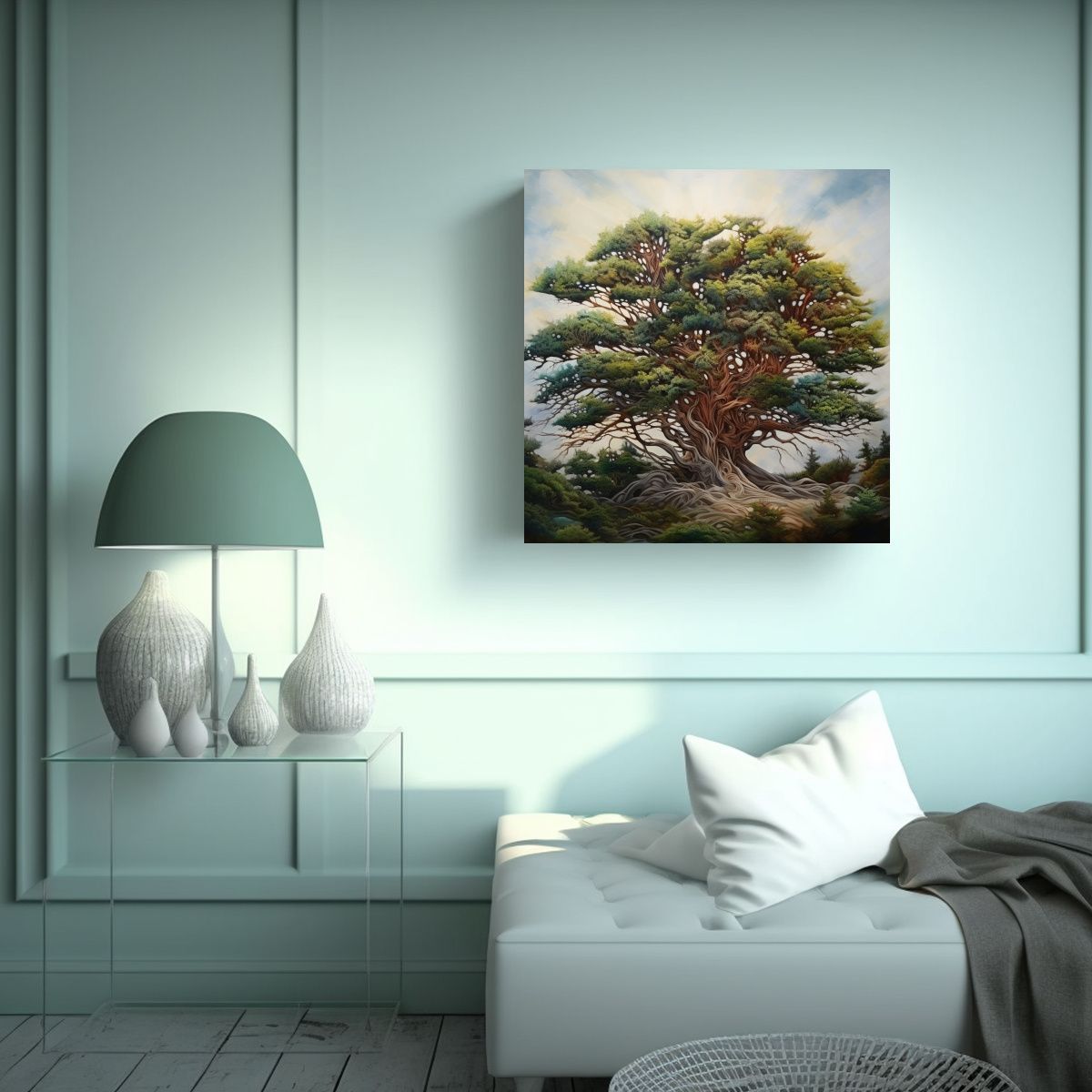 GENERICO - Cuadro Abstracto De Un árbol De Cedro Con 60x60 Cm