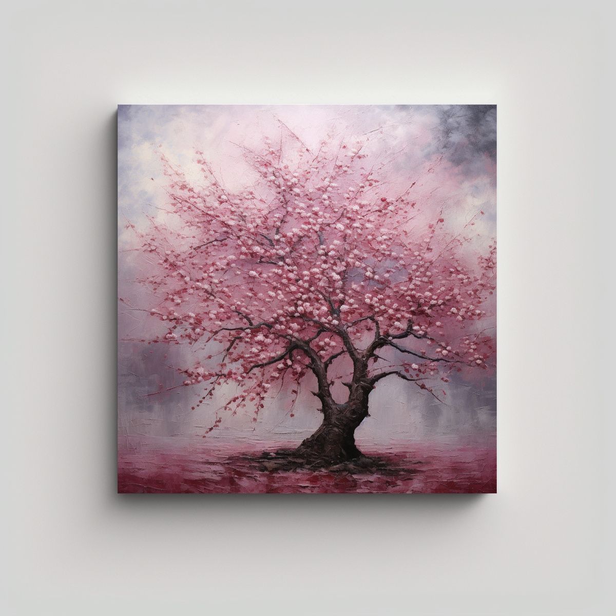 GENERICO - Lienzo Composición Árbol Cerezo Pintura 80x80 Cm