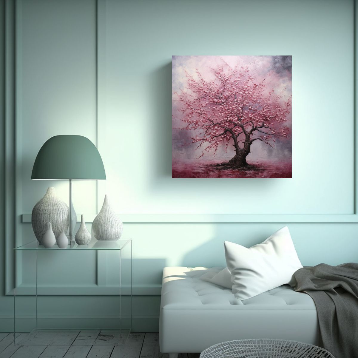 GENERICO - Lienzo Composición Árbol Cerezo Pintura 80x80 Cm