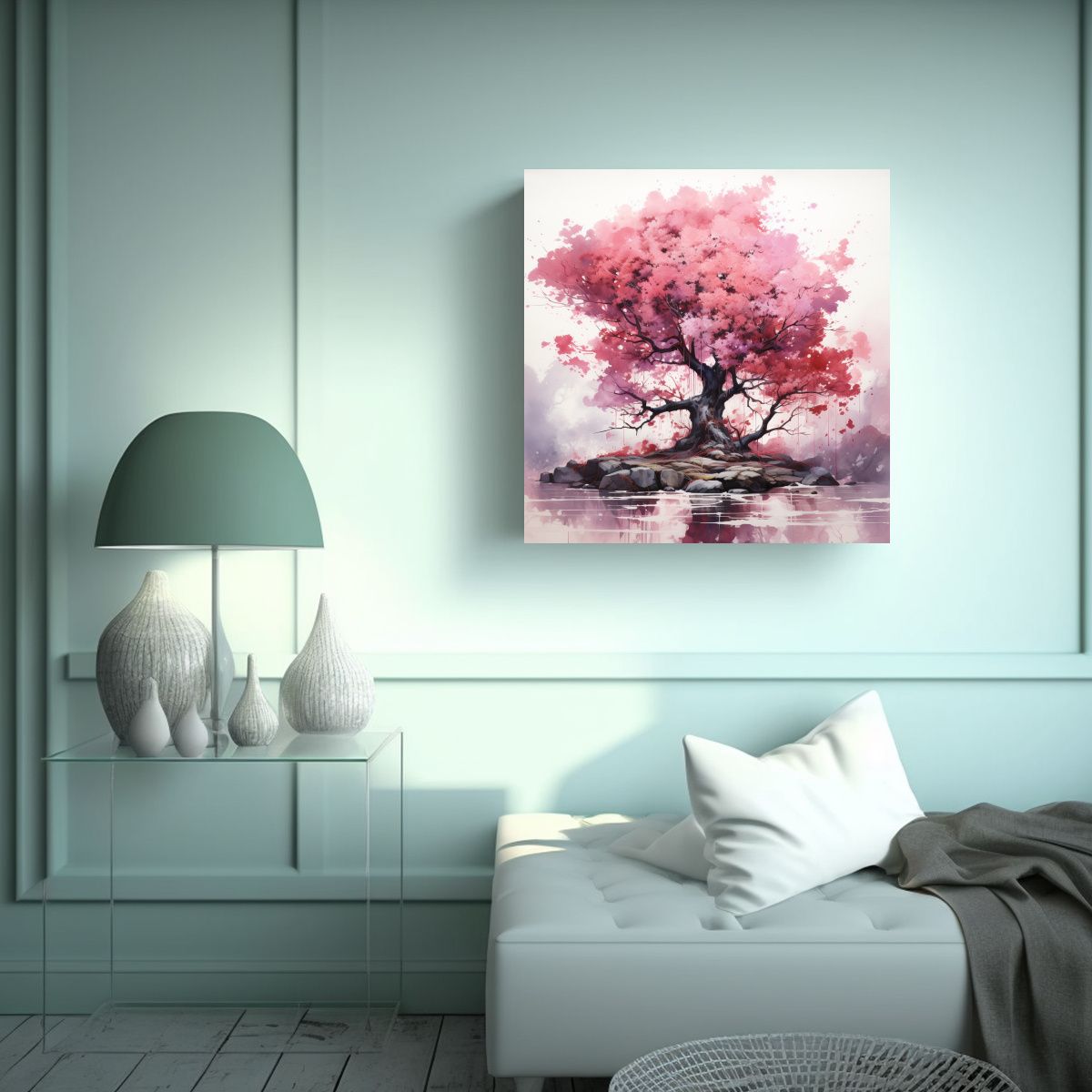 GENERICO - Cuadro Abstracto En Bastidor De Tela De Un árbol 60x60 Cm