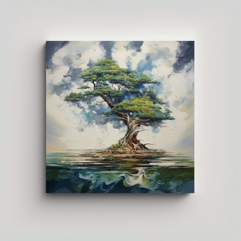 GENERICO - Lienzo Moderno Abstracto De Árbol De Ciprés 90x90 Cm