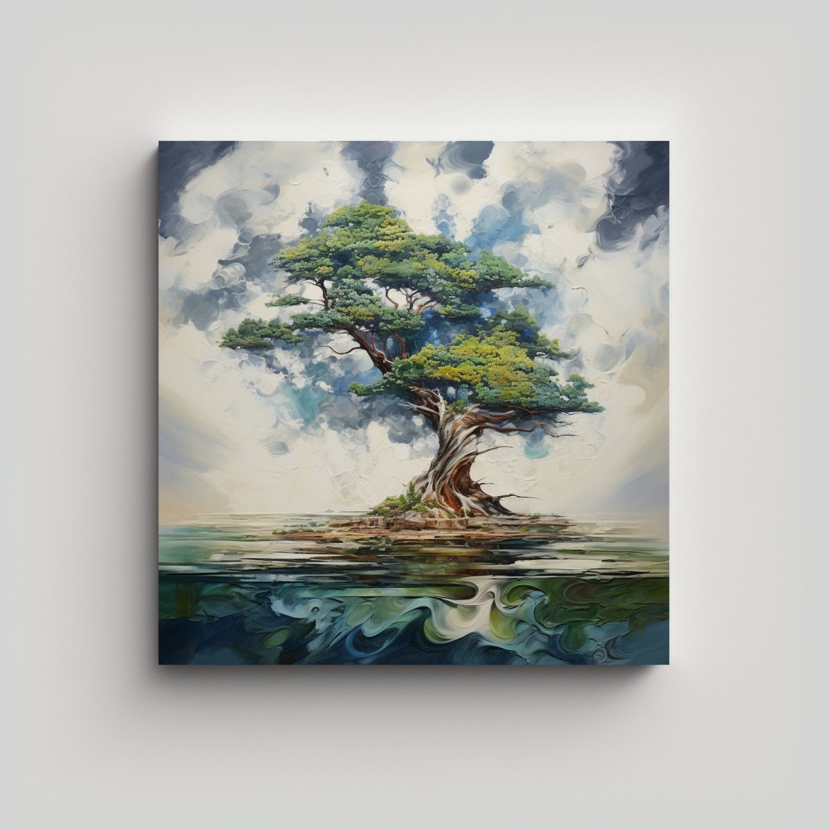 GENERICO - Lienzo Moderno Abstracto De Árbol De Ciprés 50x50 Cm