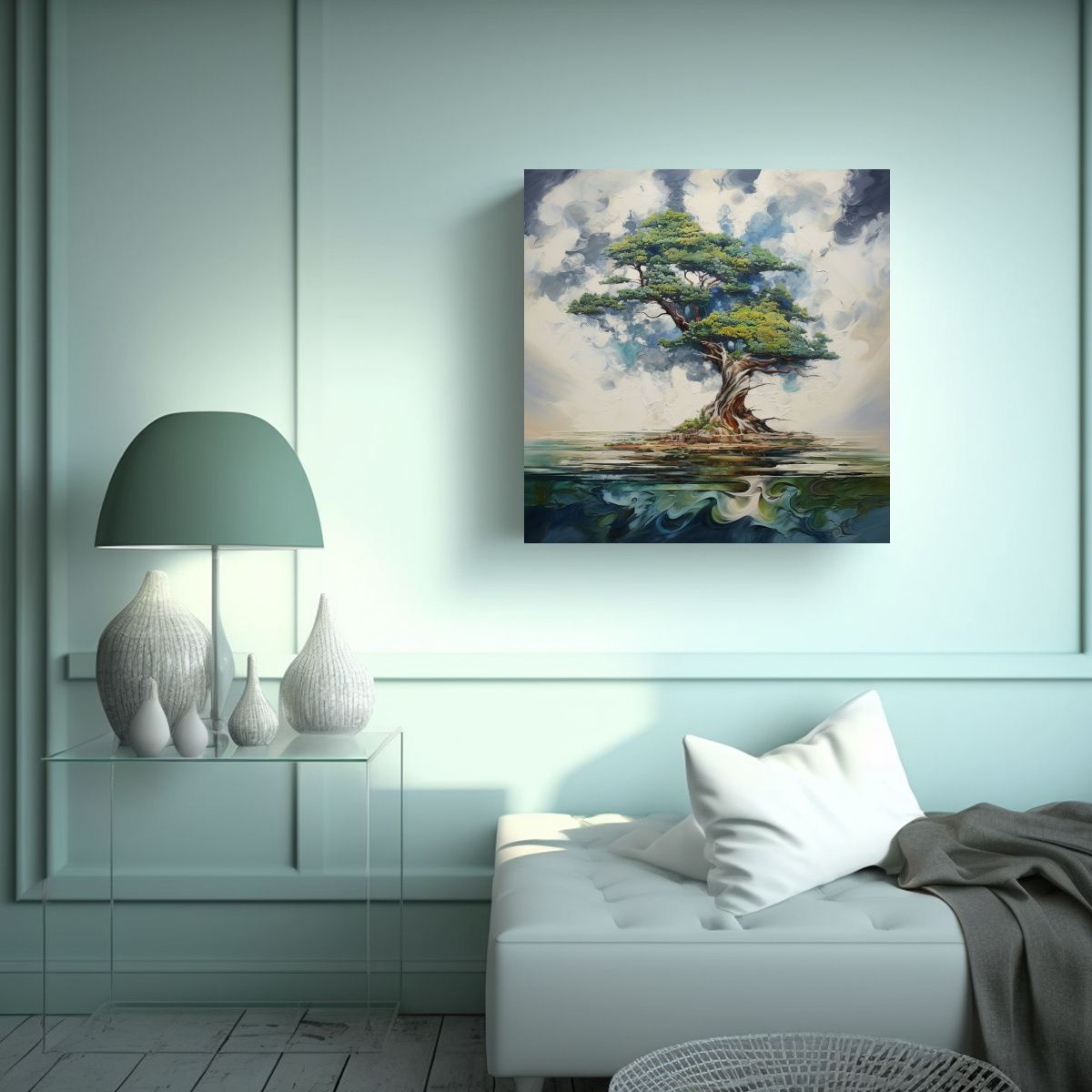 GENERICO - Lienzo Moderno Abstracto De Árbol De Ciprés 50x50 Cm