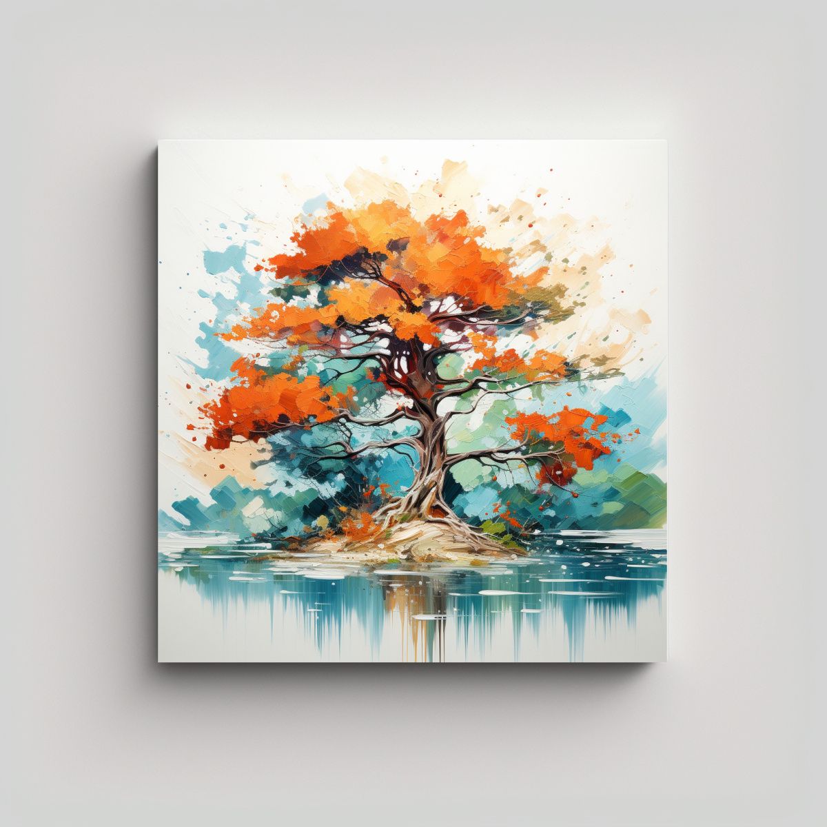 GENERICO - Cuadro Abstracto Con Diseño De árbol De Ciprés 90x90 Cm