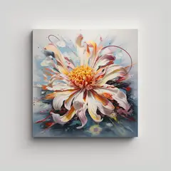 GENERICO - Pintura Abstracta Flor Alta Calidad, Detallada Y 50x50 Cm