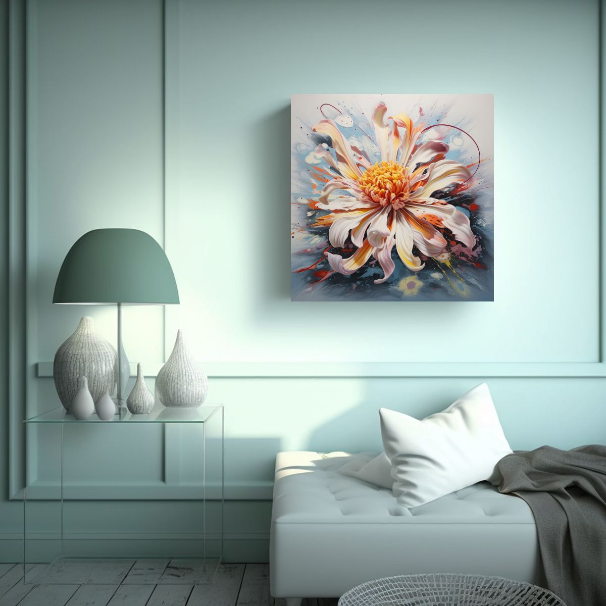 GENERICO - Pintura Abstracta Flor Alta Calidad, Detallada Y 60x60 Cm