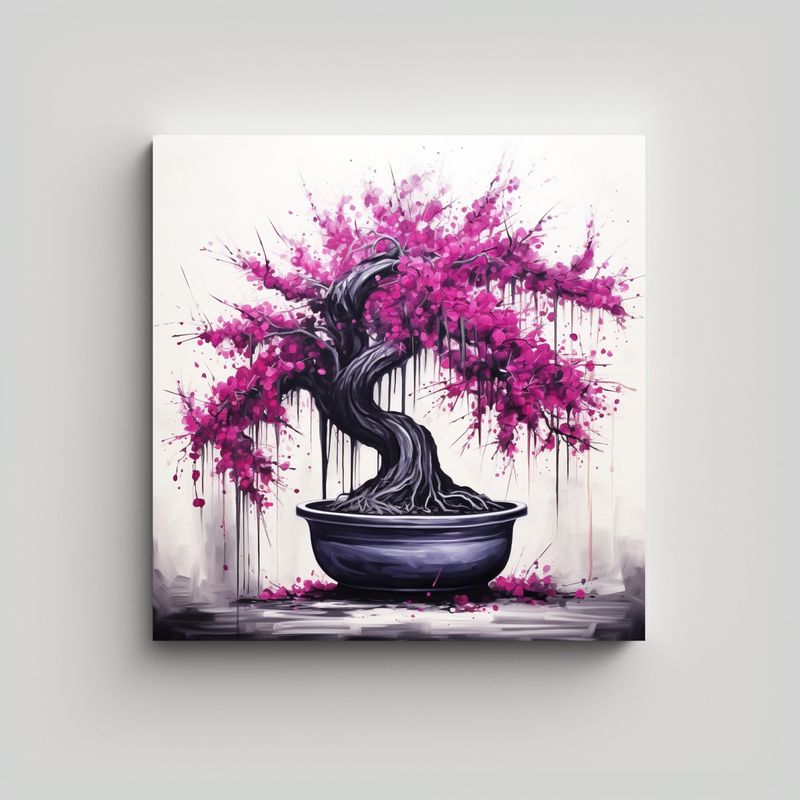 GENERICO - Pintura Abstracta Fuchsia Bonsai En Colores 60x60 Cm