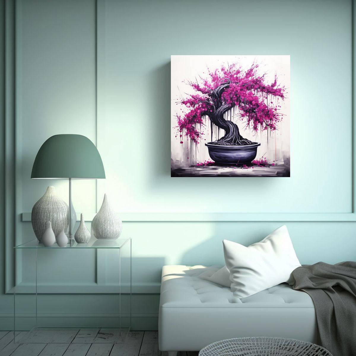 GENERICO - Pintura Abstracta Fuchsia Bonsai En Colores 50x50 Cm