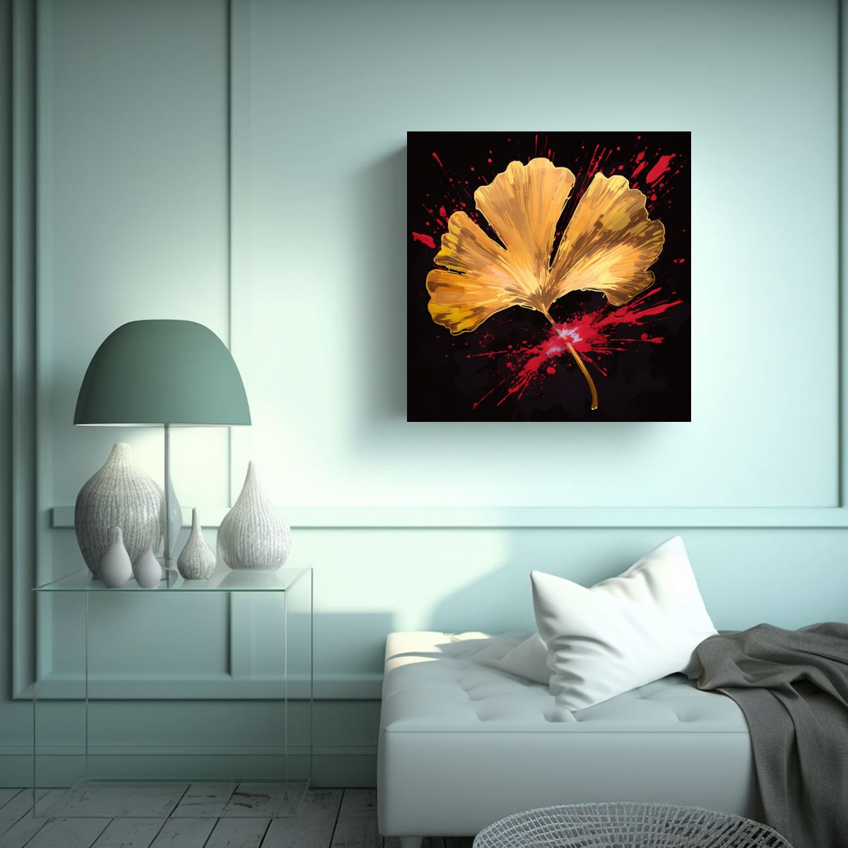 GENERICO - Pintura Decorativa Inspiración Ginkgo Leaves En 80x80 Cm