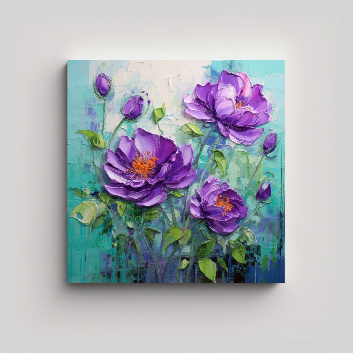 GENERICO - Pintura De Flores En Lienzo Estilo Clásico, 80x80 Cm