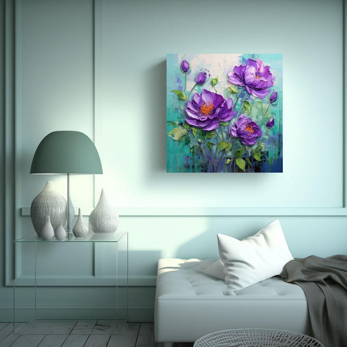 GENERICO - Pintura De Flores En Lienzo Estilo Clásico, 80x80 Cm