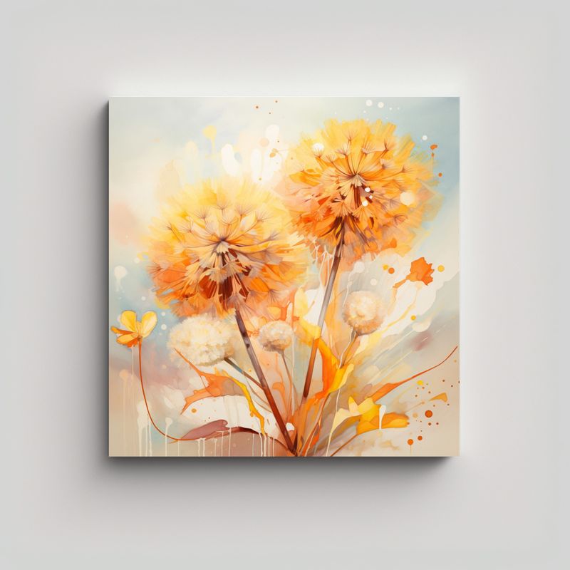GENERICO - Pintura Abstracta De Flores De Diente De León En 70x70 Cm