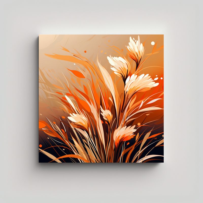 GENERICO - Lienzo Decorativo Adorable A Reed Grass In Orange 80x80 Cm