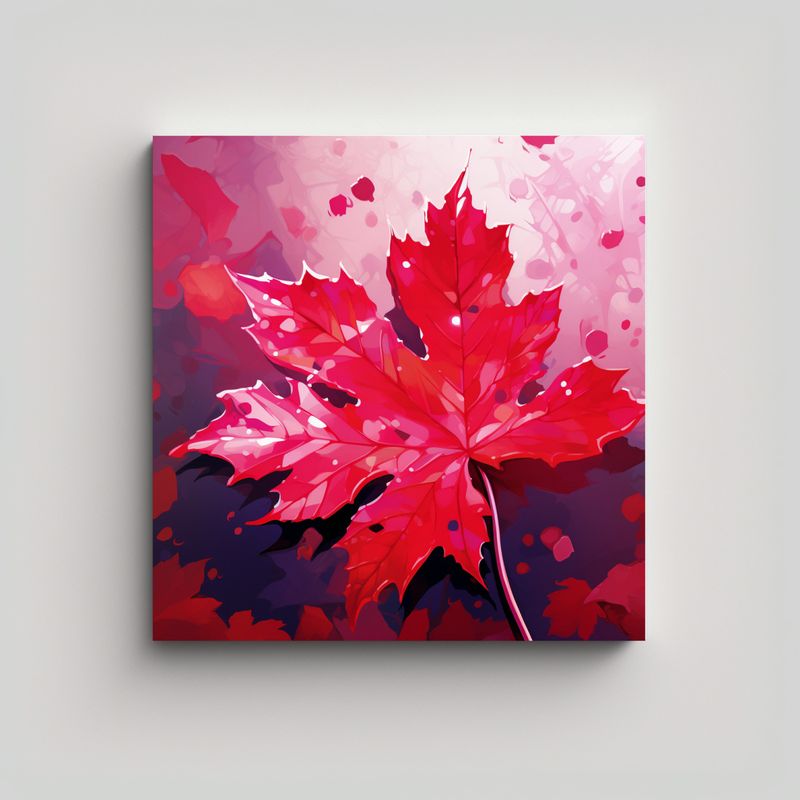 GENERICO - Cuadro Impreso Inspiración Hojas De Arce En 90x90 Cm