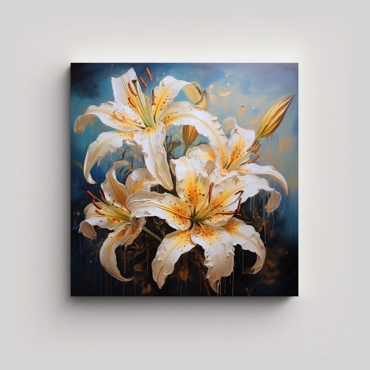 GENERICO - Pintura Abstracta De Lirios En óleo De Alta 90x90 Cm