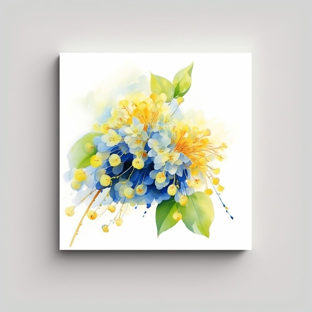 GENERICO - Pintura Abstracta De Flores De Tilo Amarillas Y 80x80 Cm