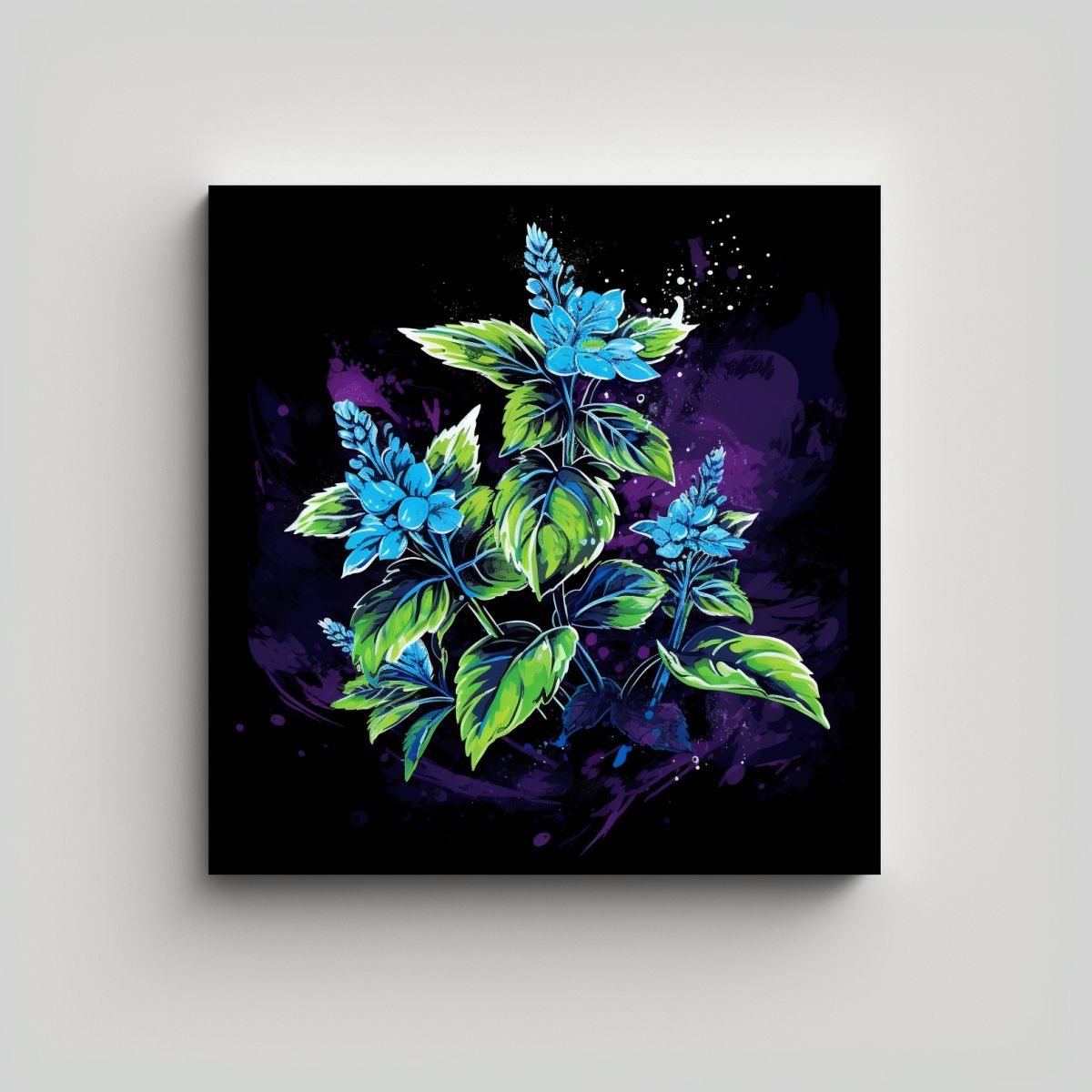 GENERICO - Cuadro Abstracción Escenario Hierbas En Azul 80x80 Cm