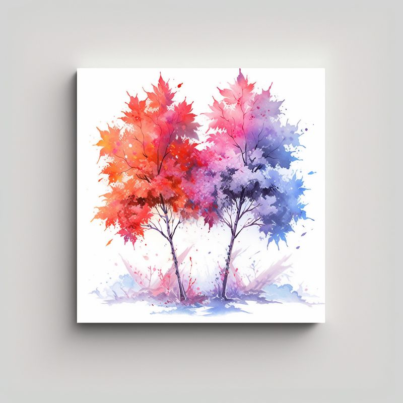 GENERICO - Cuadro De árboles De Arce Mágicos En Colores 70x70 Cm