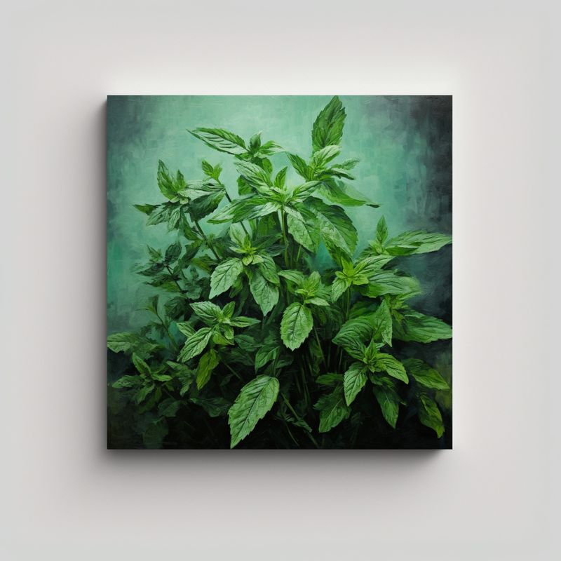 GENERICO - Pintura Abstracta De Hierbas De Menta En Estilo 50x50 Cm