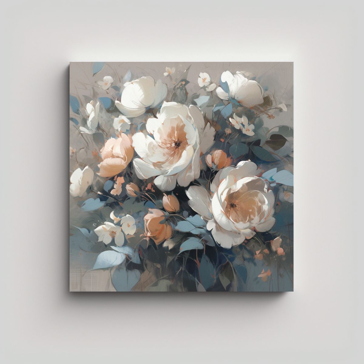 GENERICO - Pintura Lienzo Flores Tonos Suaves Estilo 80x80 Cm