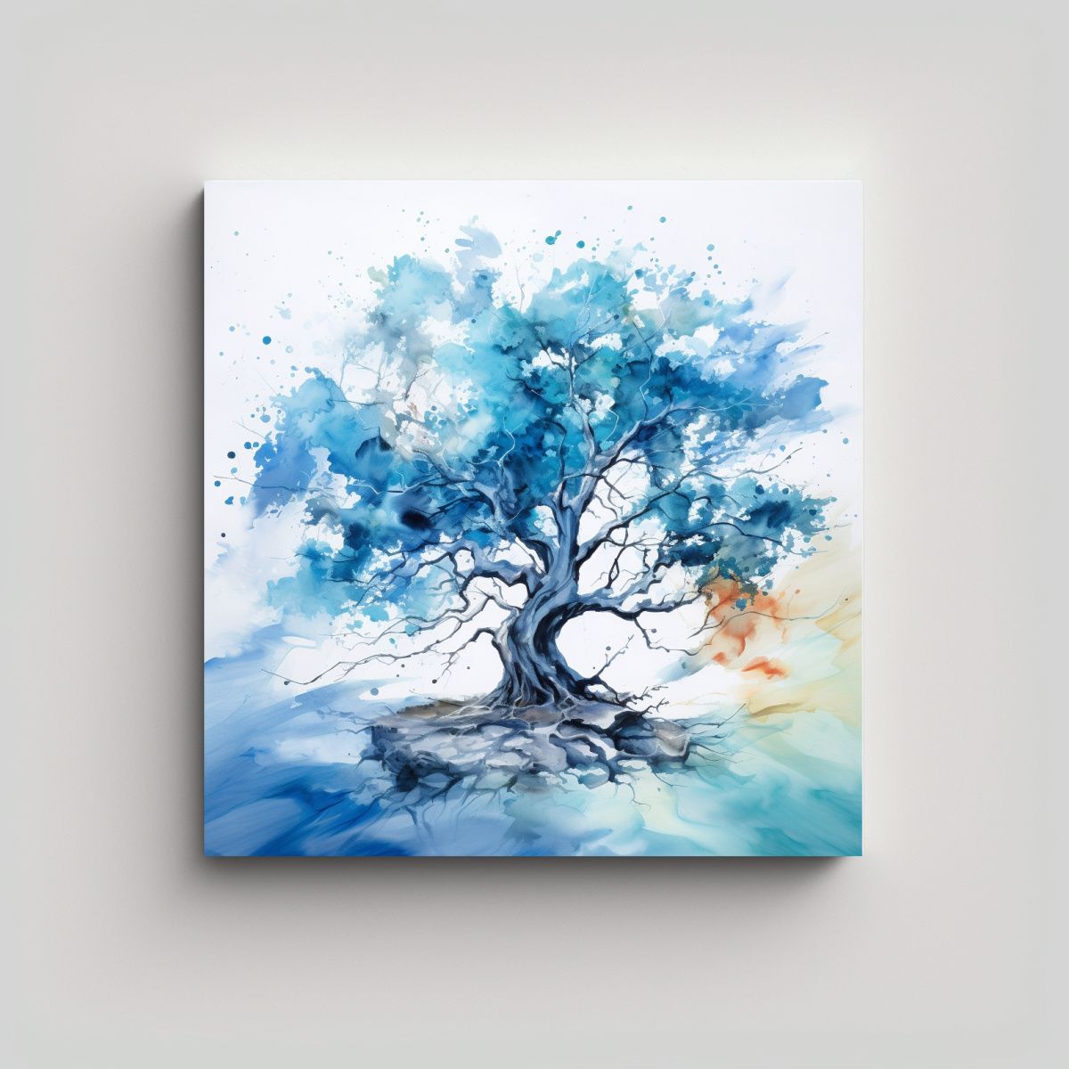 GENERICO - Pintura Abstracta Luminosa De Colores Azules De 60x60 Cm