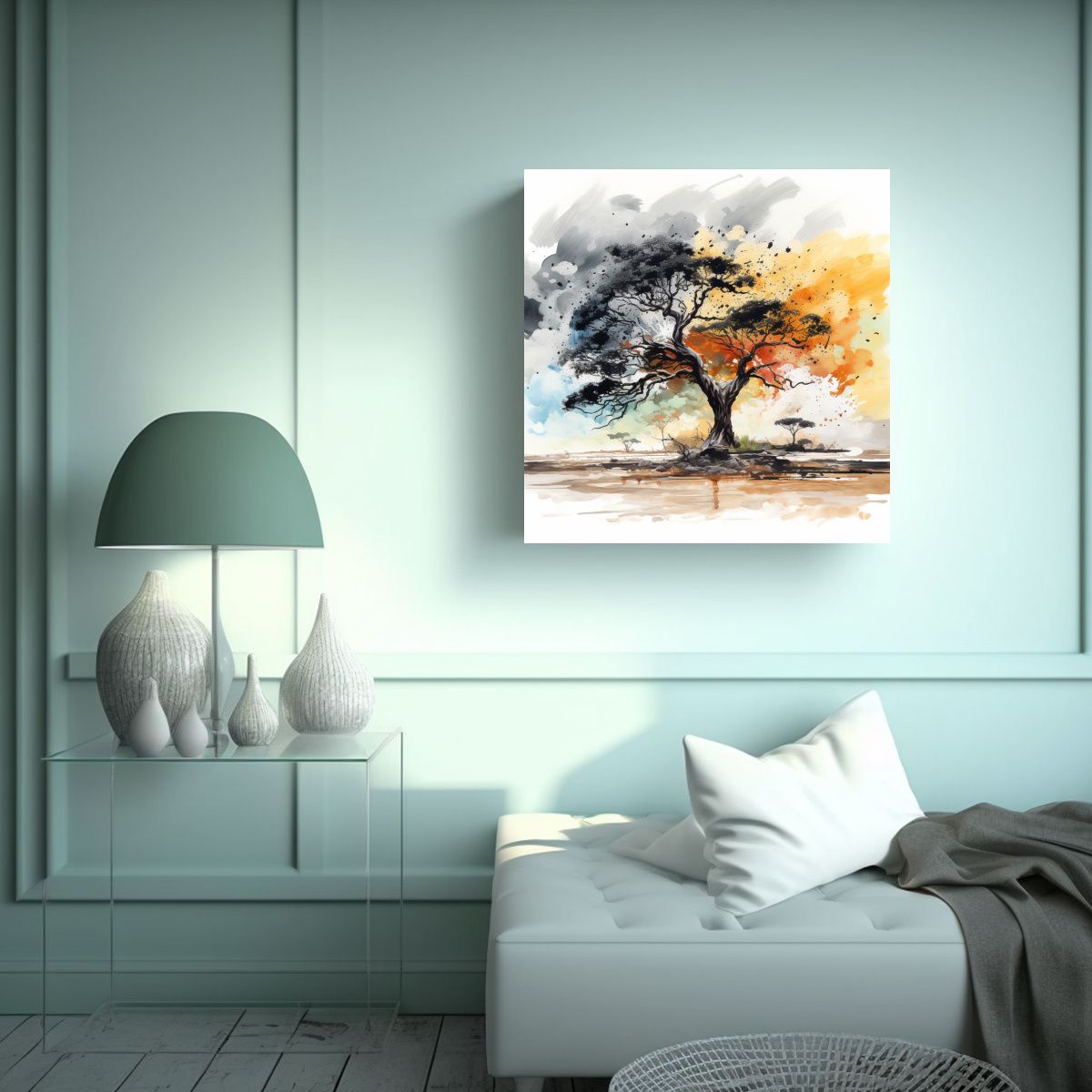 GENERICO - Lienzo Moderno Colorido De árbol De Acacia, 70x70 Cm
