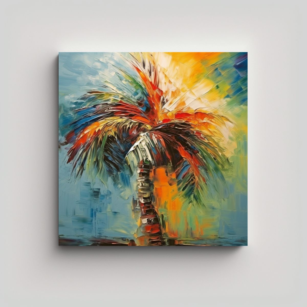 GENERICO - Pintura Abstracta Palmera Estilo óleo Detallada 60x60 Cm