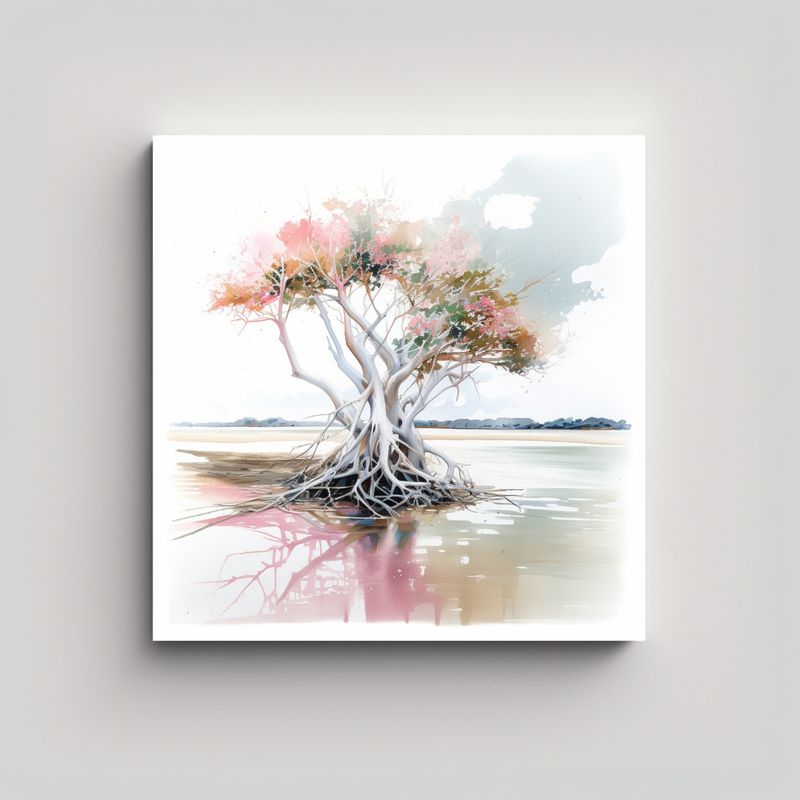 GENERICO - Pintura Abstracta Llamativo Árbol De Manglar 70x70 Cm