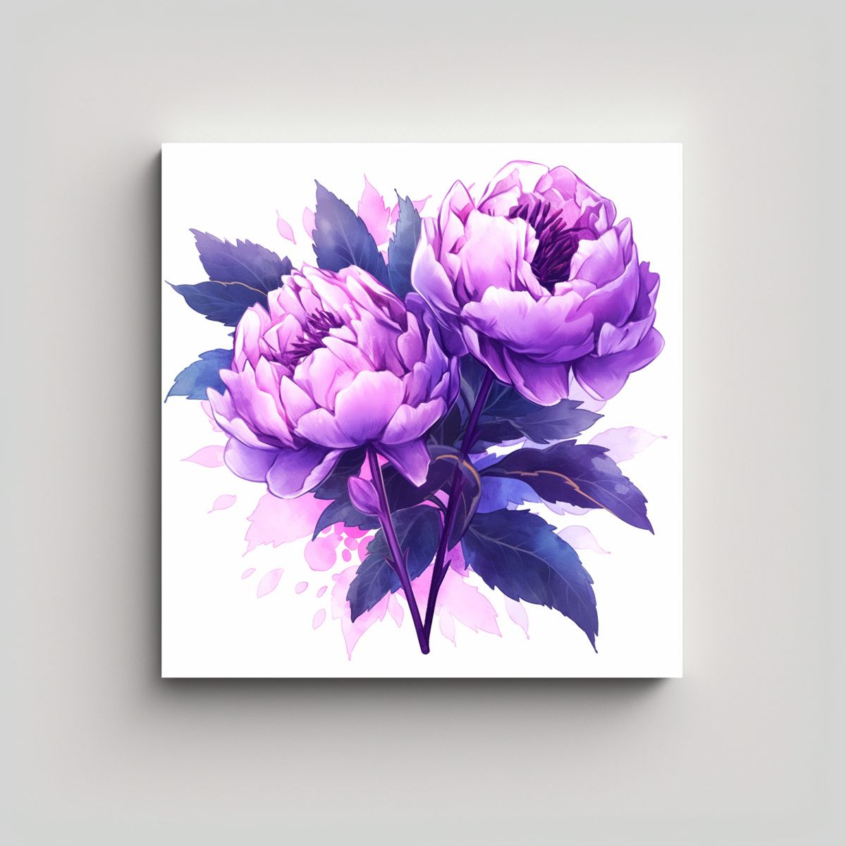 GENERICO - Pintura Moderna De Peonías En Colores Morados En 50x50 Cm