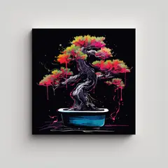 GENERICO - Pintura De Lienzo Con Bonsái De Pino En Colores 50x50 Cm