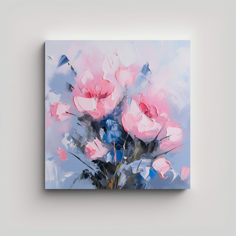 GENERICO - Lienzo De Decoración Con Flores En Tonos Rosados 80x80 Cm