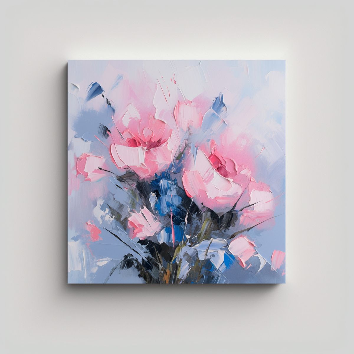 GENERICO - Lienzo De Decoración Con Flores En Tonos Rosados 50x50 Cm