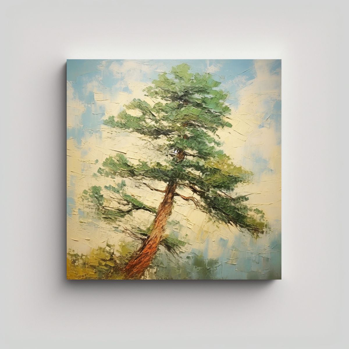 GENERICO - Arte Tela Sublimada Única Árbol De Pino Pintura 80x80 Cm