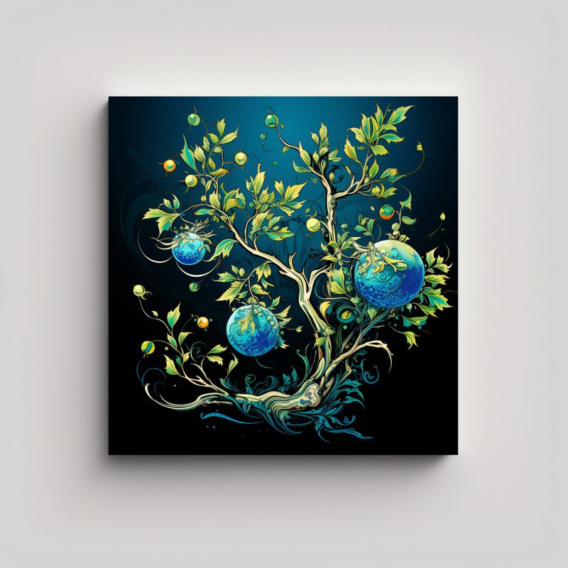 GENERICO - Tela De Acuarela Fantasía Pomegranate Tree En 70x70 Cm
