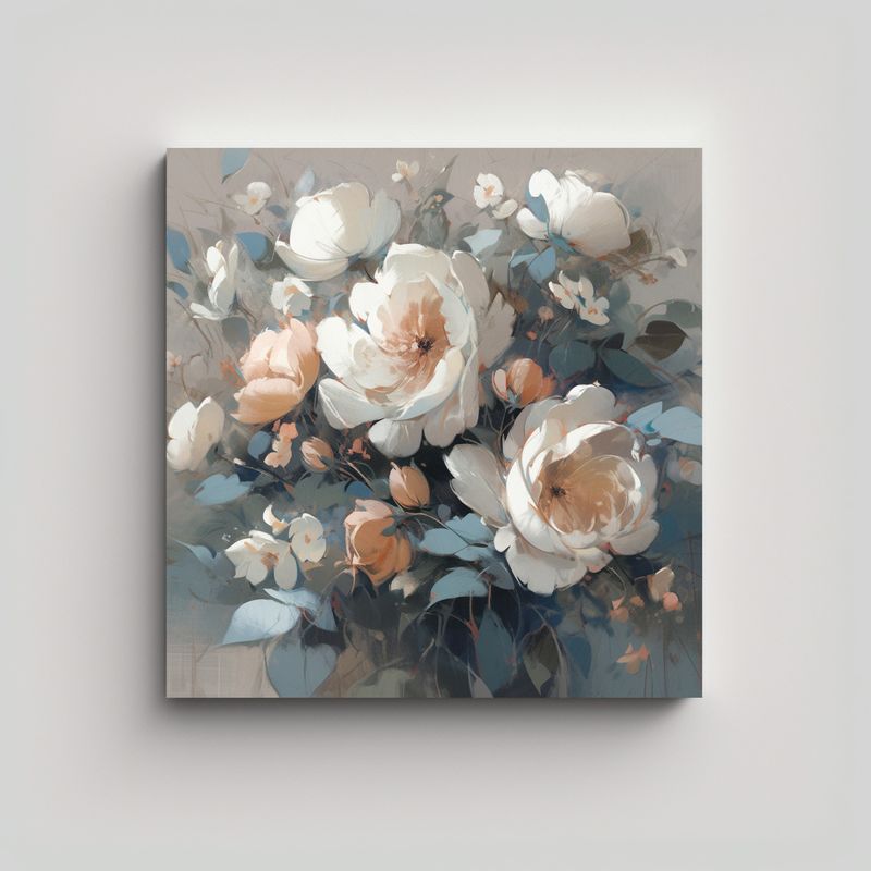 GENERICO - Pintura Lienzo Flores Tonos Suaves Estilo 50x50 Cm