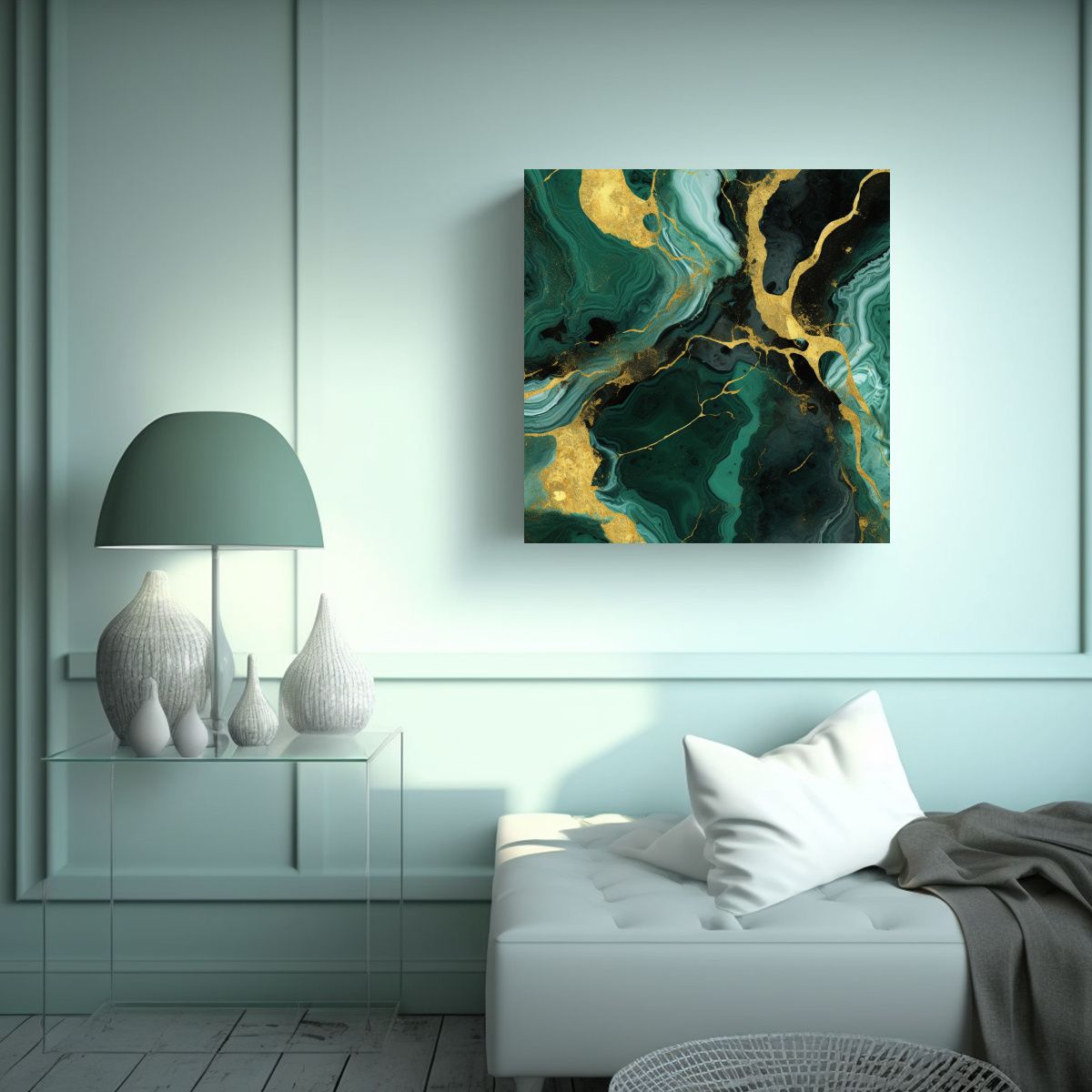 GENERICO - Pintura Decorativa En Mármol Verde Esmeralda Y 70x70 Cm