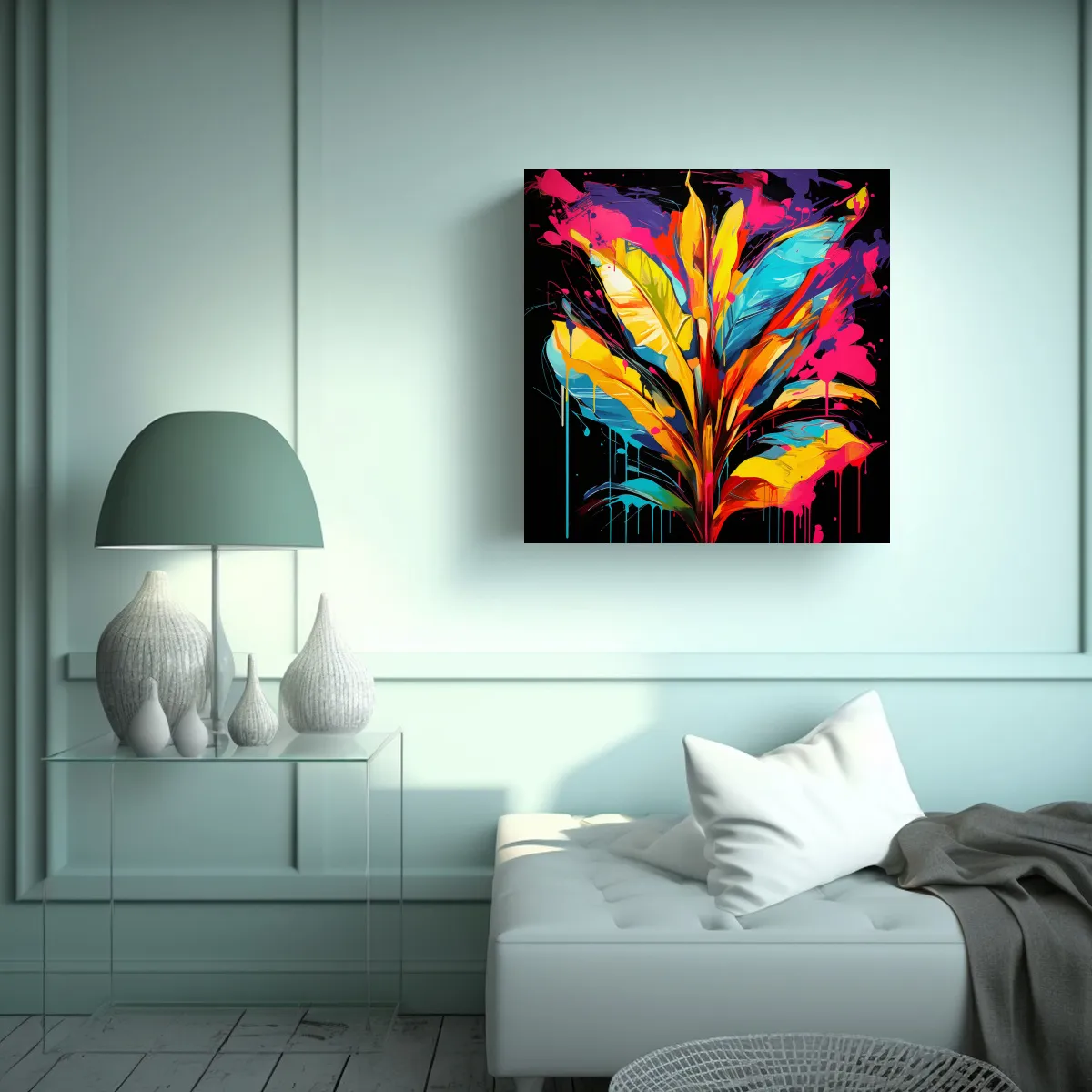 GENERICO - Lienzo De Tela Moderno Innovador Con Hojas De 80x80 Cm
