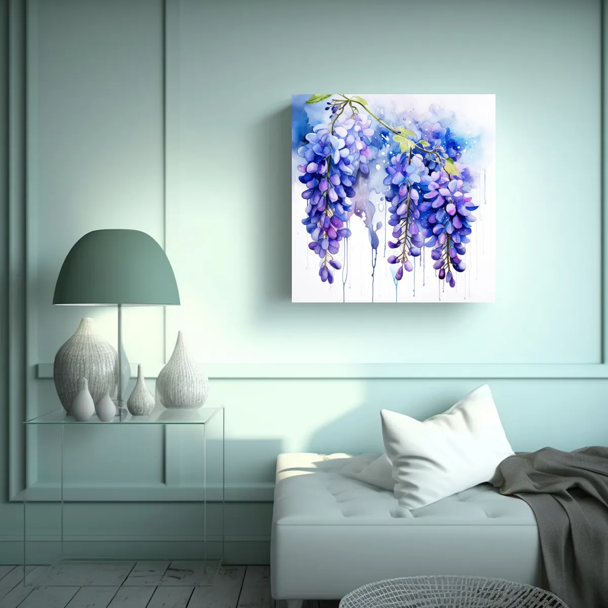 GENERICO - Pintura Abstracta Armonía De Flores De Glicinia 60x60 Cm