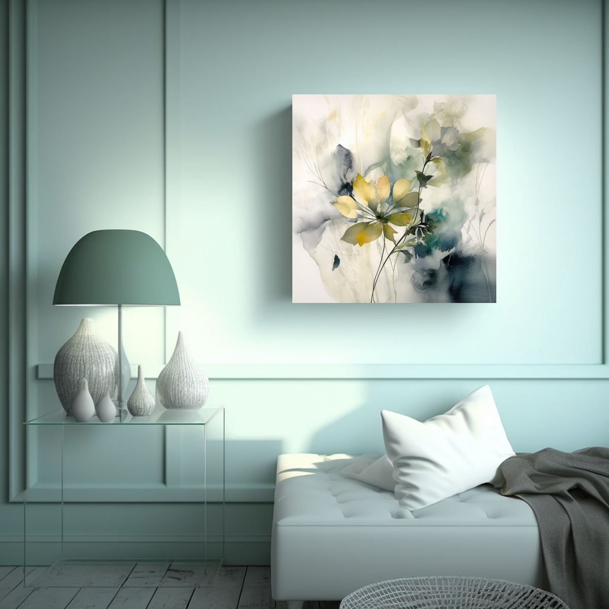 GENERICO - 1 Cuadro Decoración Vida Pintura Acuarela 80x80 Cm