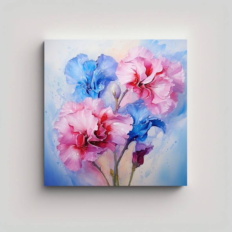 GENERICO - Cuadro Tela Sublimada Elegancia Flores Rosas Y 90x90 Cm