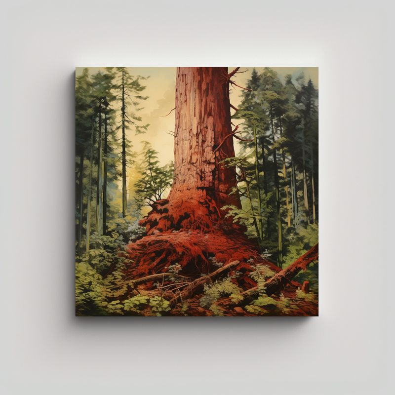 GENERICO - Cuadro Forma Mural Árbol De Redwood Estilo 80x80 Cm