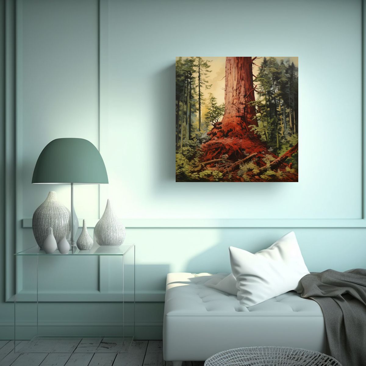 GENERICO - Cuadro Forma Mural Árbol De Redwood Estilo 50x50 Cm